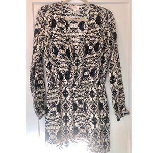Parker Black and White Faux Wrap Mini Dress size L